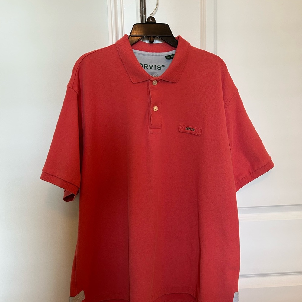 Orvis Red-Orange Polo Shirt Classic Cotton